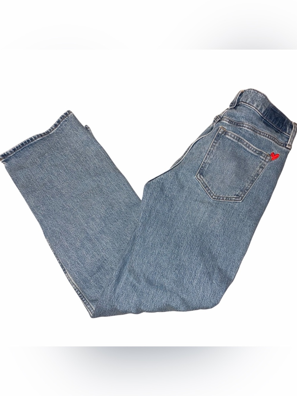Abercrombie & Fitch High Rise 90s Relaxed Heart Embroidered Jean, 26” Short (2S)